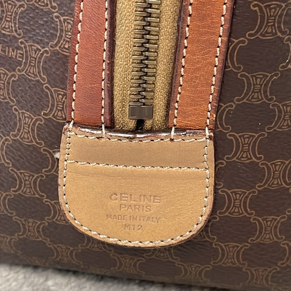 Vintage Celine Macadam Coated Canvas Boston Bag Satchel Brown - Picture 9 of 17